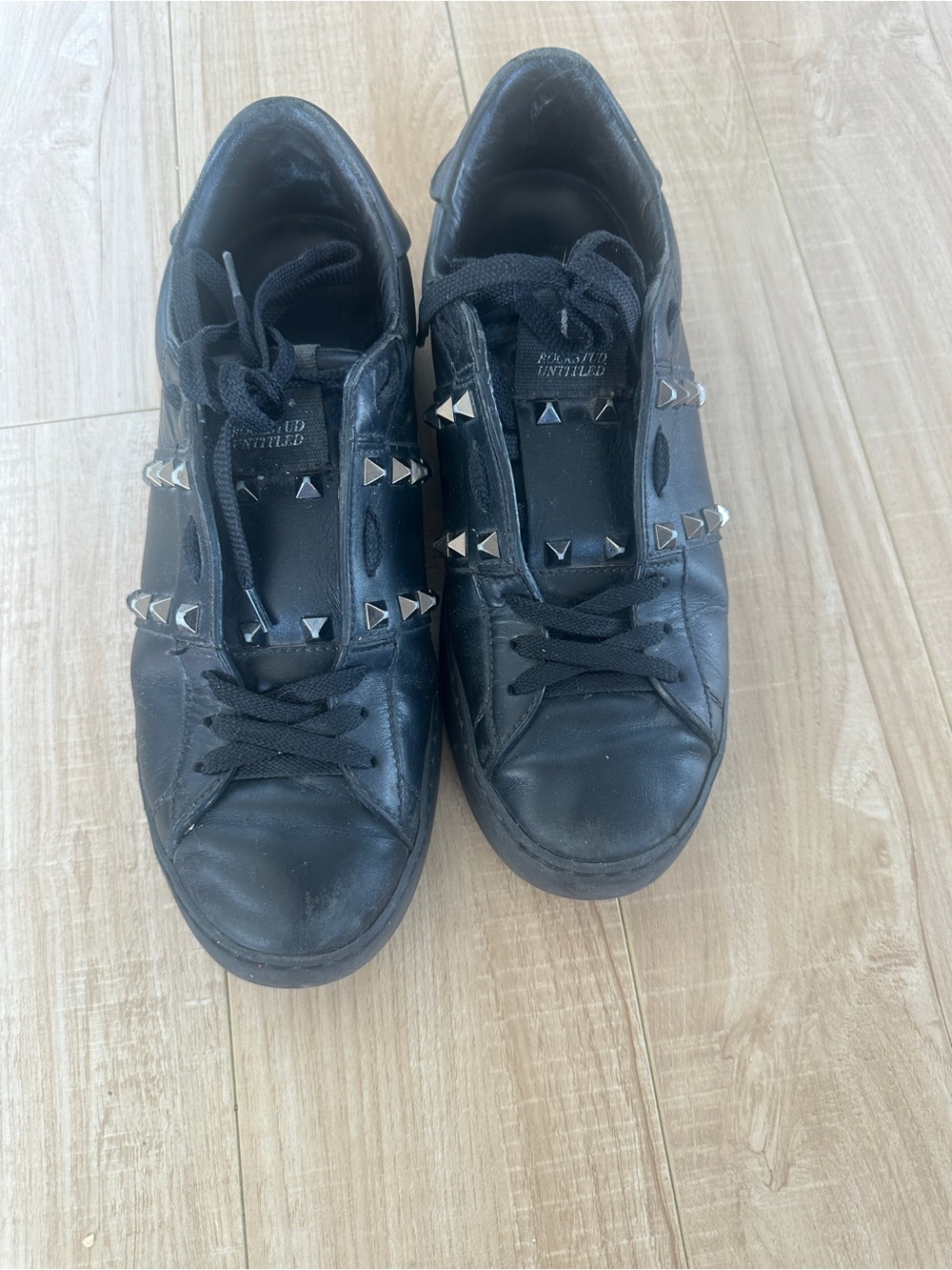 Valentino Black Studded Low-Top Leather Sneakers